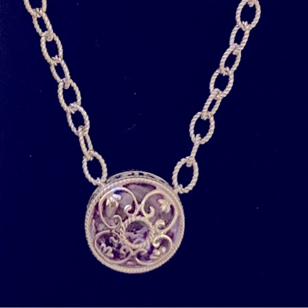 DeLatori 925 Silver & Lilac Crystal 20” Necklace - Picture 2 of 10